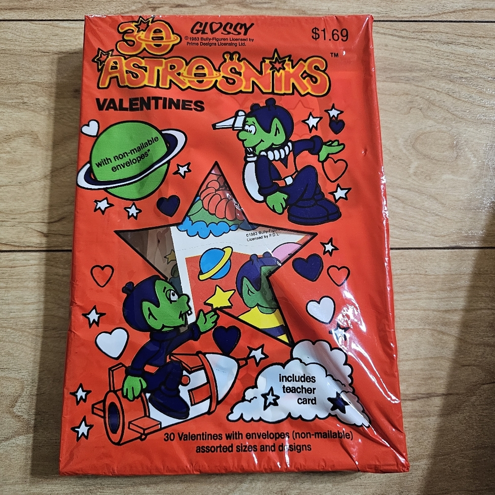 Valentines Day Cards Vintage 1983 Astrosniks Alien Kids Classroom By Gibson NOS